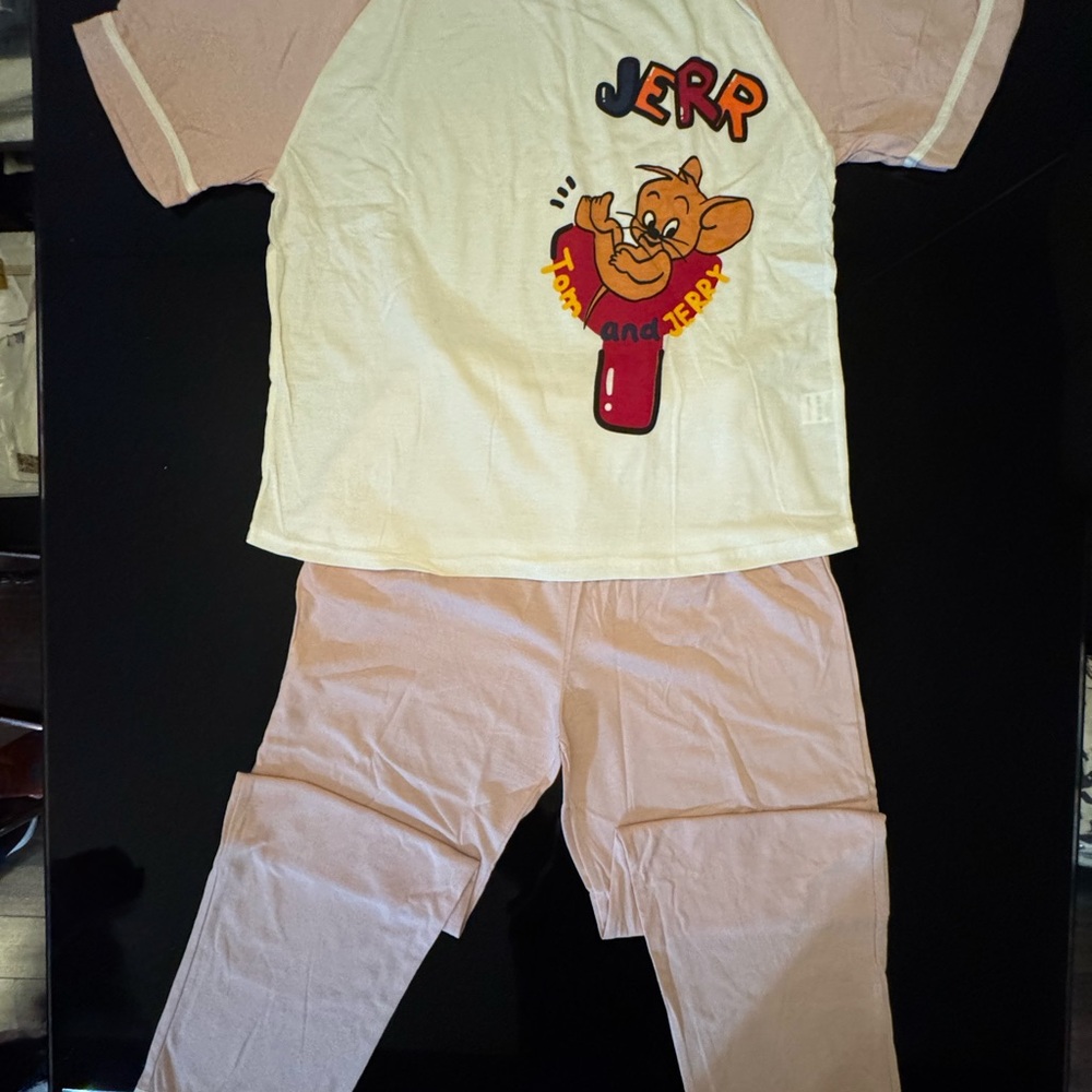 Tom and Jerry Kids Pajamas - Cream and Pink